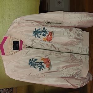 Pink Embroidered Bomber Jacket